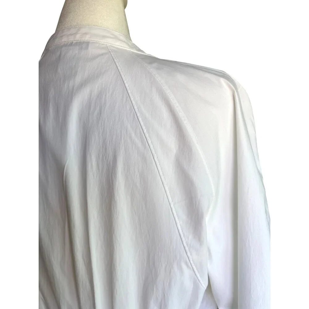 Athleta Womens Shirt Medium Tunic Blouse Pullover White Elastic Waist Oversized‎
